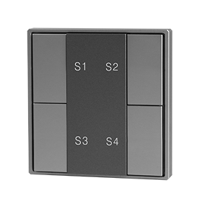 Кнопочная панель 4-х кл. (4 сцены/1 группа), металлический корпус, серый DA-SW-S4-PG